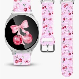 Pink Cherry Pattern Smartwatch Band